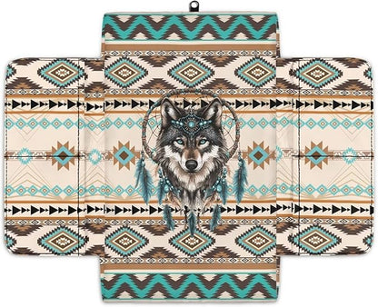 Wanyint Aztec Wolf Dream Catcher Auto Center Console Pad Non-Slip Armrest Cover Cushion Lid Wear-Resistant Arm Rest Cushion Protector for Car Seat Organizer Universal Fit for Most Vehicles