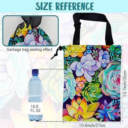 Car Trash Bag Abstract Succulent Plant Leak-Proof Waterproof Car Garbage Bag with Drawstring Foldable Canvas Trash Bin with Adjustable Buckle for Car Accessories, Travelling, Camping