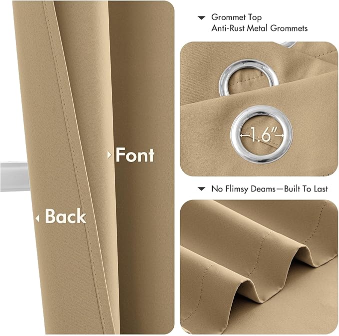 MIULEE Taupe Brown Blackout Curtains