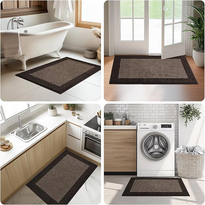 DOMUSTEX Washable Area Rug 34" x 60", Non Slip Kitchen Rug for Floor, Absorbent Entrance Runner Rug for Bedroom, Living Room, (Roll Packing)