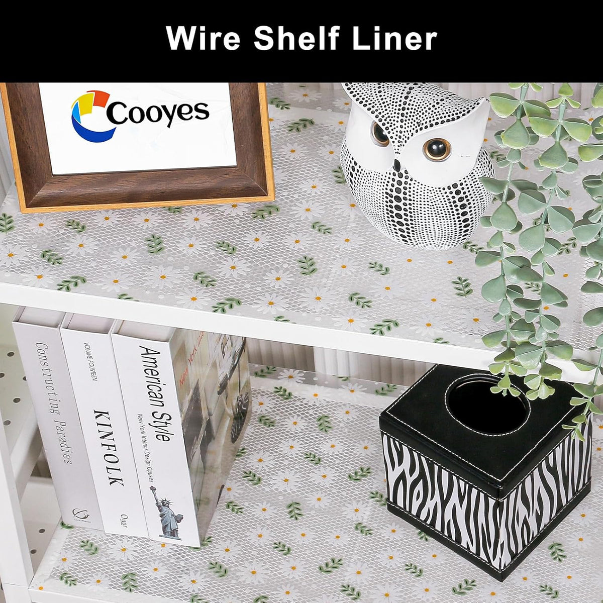 Cooyes Shelf Liner – Premium Non-Adhesive Cabinet & Drawer Liner for Kitchen – Waterproof Shelf Paper with Modern Pattern – Durable EVA Cabinet Mat – Easy to Cut (23.6" W x 236" L)