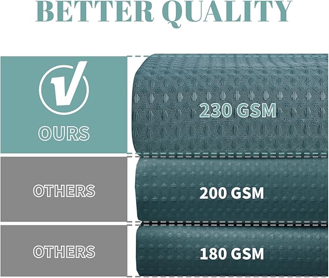 eachope SeawedGreen Long No Hook Waffle Weave Shower Curtain with snap-in Liner Replacement, 230GSM Waterproof Fabric Hotel Shower Curtain Set for Bathroom, Through Mesh Top Window,71Wx80H