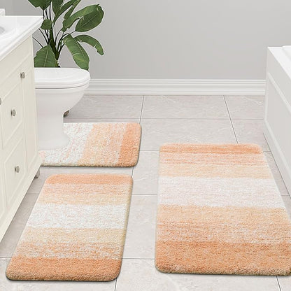 Arotive Microfiber Bathroom Rugs, Shaggy Soft and Absorbent Bath Rug, Non-Slip, Thick Plush Machine Washable Dry Bath Mats for Bathroom, Tub and Shower, 47x24, Peach, Rectangular