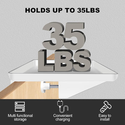 Bedside Shelf for Bunk & Loft Beds,College Dorm Room and Kids Room Essentials,Bed Side Table Tray Organizer,Clip On Nightstand,White