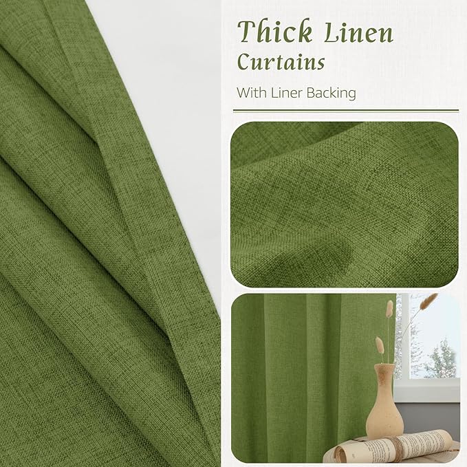 LAMIT 100% Blackout Linen Curtains