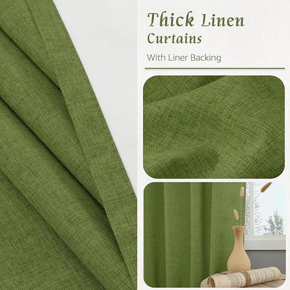 LAMIT 100% Blackout Linen Curtains