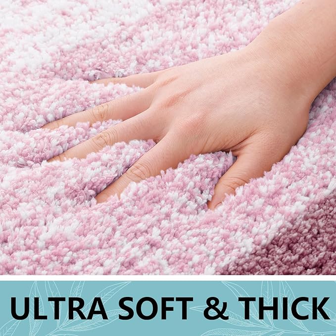 Arotive Microfiber Bathroom Rugs, Shaggy Soft and Absorbent Bath Rug, Non-Slip, Thick Plush Machine Washable Dry Bath Mats for Bathroom, Tub and Shower, 36x24, Mauve, Rectangular
