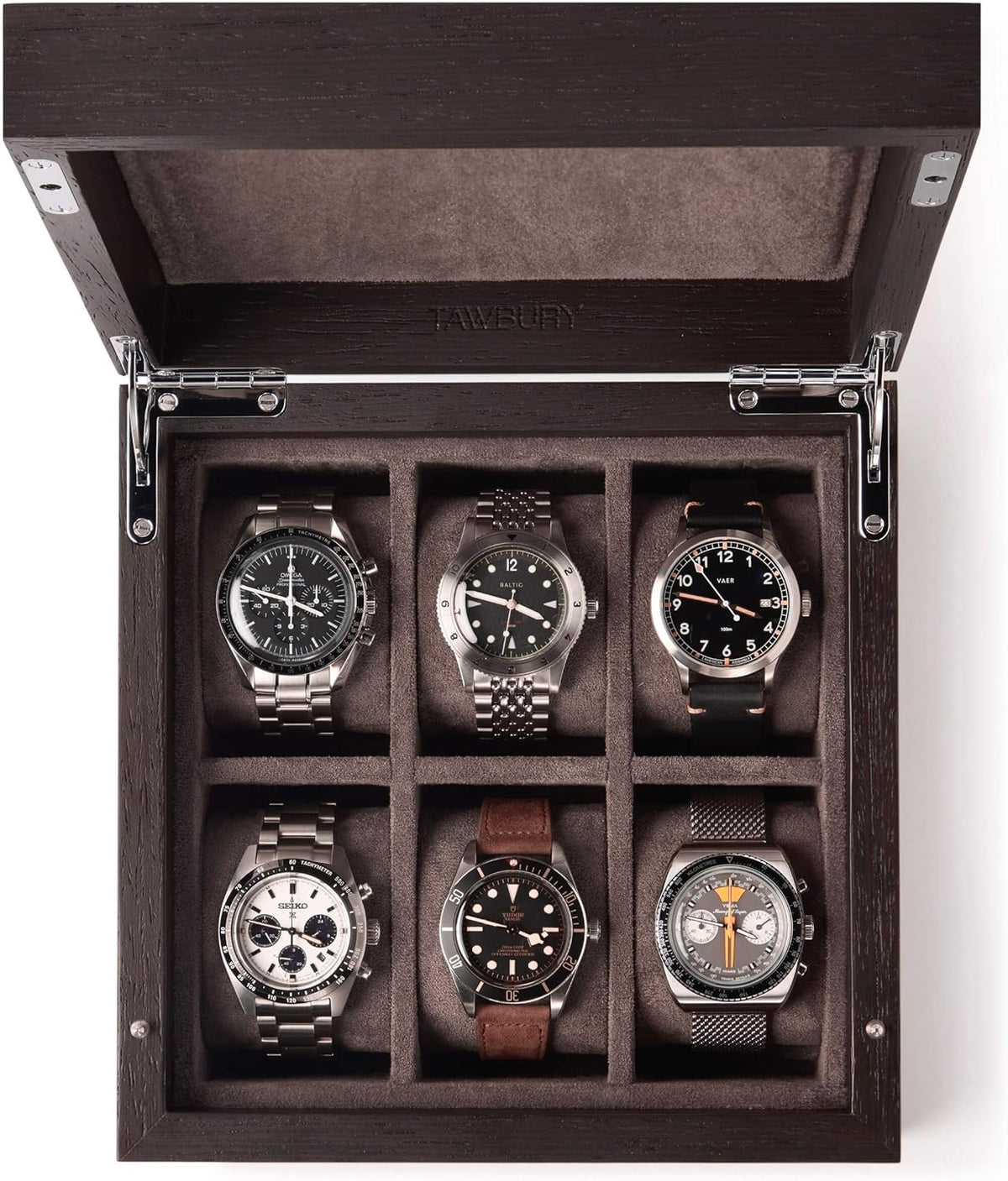 TAWBURY Wooden Watch Box for Men – 6 Watch Box Wood | Wooden Mens Watch Box Rustic | 6 Watch Case for Women & Men | Watch Collection Box for Men | Wrist Watch Storage Case for Men Wood