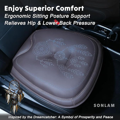 Comfort Dreamcatcher Car Seat Cushion Non-Slip - Relaxing, Optimal Support & Posture for Long Drive (Single Seat (Coffee Brown))