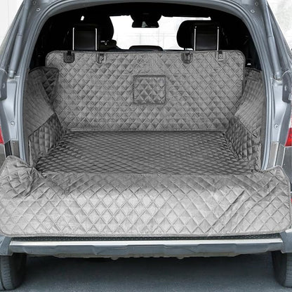 PETICON SUV Cargo Liner for Dogs, Waterproof Pet Cargo Cover Dog Seat Mat for SUVs Sedans Vans with Bumper Flap Protector, Non-Slip, Large Size Universal Fit, Gray