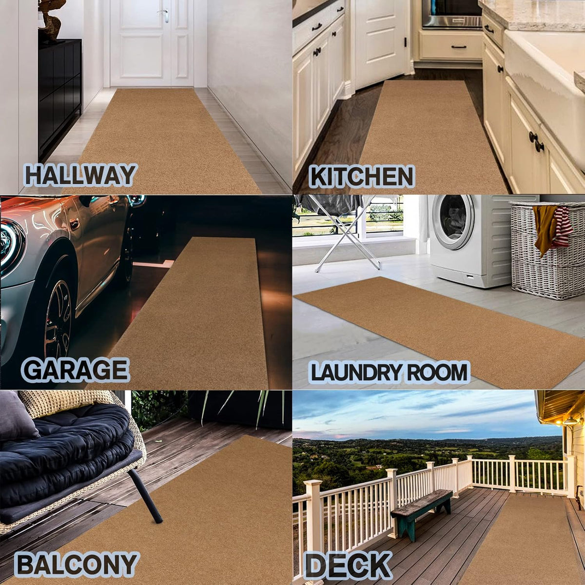 Custom Size Backed Non-Slip Area Rugs Runner, Easy Clean, Waterproof Runner Rugs for Hallway Entryway, Kitchen, Laundry, 4FT x 20FT, Beige