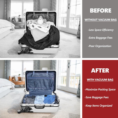 8 XL Travel Vacuum Storage Bags for Clothing with Hand Pump, Compression Packing Cubes Organizer for Luggage Suitcase, Space Saver Seal Bags for Vacation Cruise