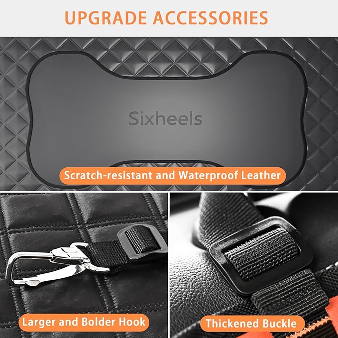 Sixheels Dog Back Seat Cover Hard Bottom Truck Back Seats Protector, Large Backseat Extender for Dogs, Car Pet Rear Seat Covers Waterproof Dog Hammock Travel Accessories for Truck