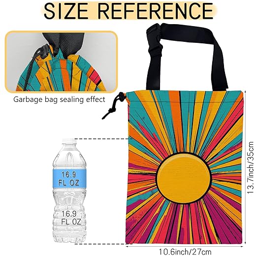 Retro Sunlight Stripes Car Trash Bag, Hanging Drawstring Car Garbage Bag,Canvas Car Back Seat Organizer with Adjustable Buckle for Men and Women