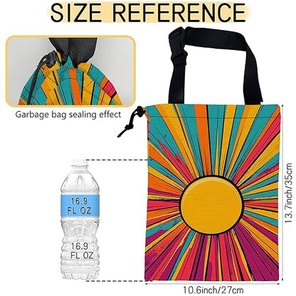Retro Sunlight Stripes Car Trash Bag, Hanging Drawstring Car Garbage Bag,Canvas Car Back Seat Organizer with Adjustable Buckle for Men and Women