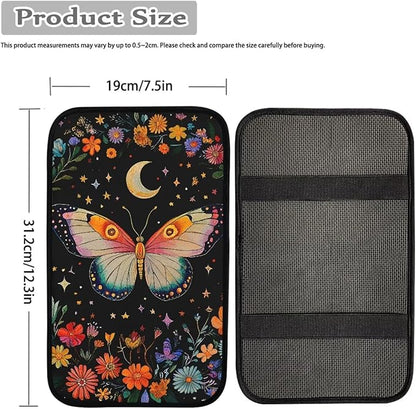 Moon Moth Car Armrest Cover Pad for Women Breathable Center Console Arm Rest Protector Cover Universal Fit Moth Car Accessories