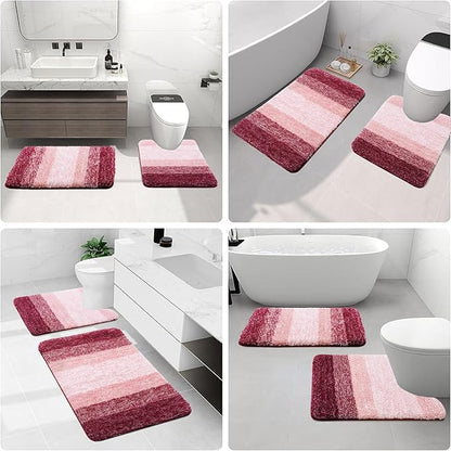 Arotive Microfiber Bathroom Rugs, Shaggy Soft and Absorbent Bath Rug, Non-Slip, Thick Plush Machine Washable Dry Bath Mats for Bathroom, Tub and Shower, 30x17, Burgundy, Rectangular