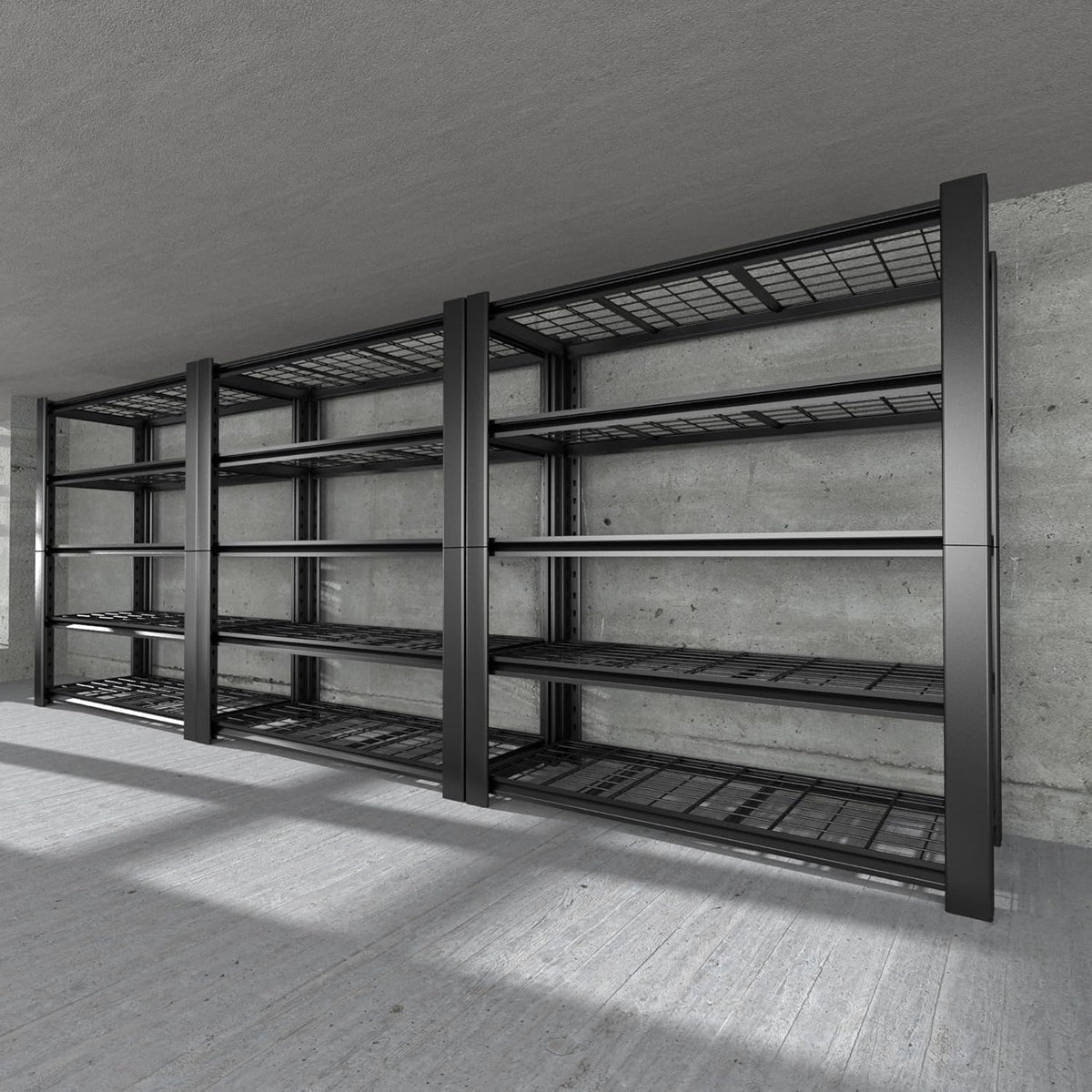 5-Tier Heavy Duty Garage Shelving Unit with Wire Shelves,3000 LBS Capacity Metal Storage Rack 76"H x 60"W x 24"D,Adjustable Boltless Steel Shelves for Garage,Basement,Pantry,Warehouse.3 Pack