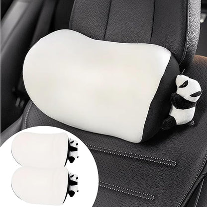 Car Headrest Pillow 2PCS Cute Car Seat Neck Pillow Car Decor Accessories Memory Foam Neck Support Cushions for Comfortable Driving Easy Install & Washable (Panda Black)