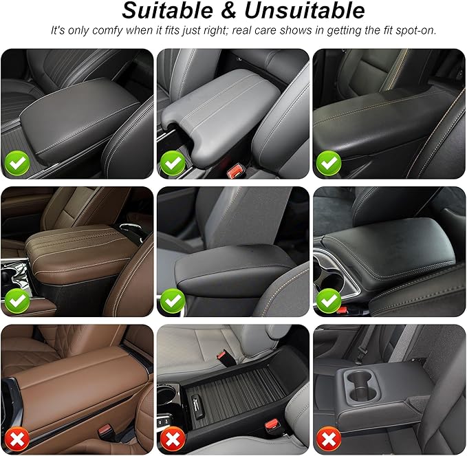 Center Console Cover for Accord: Armrest Cover for Car with 2 Storage Bags - Scratch & Wear Resistant & Waterproof Leather Console Cover,Anti-Scratch Auto Armrest Pad Accessory （Black