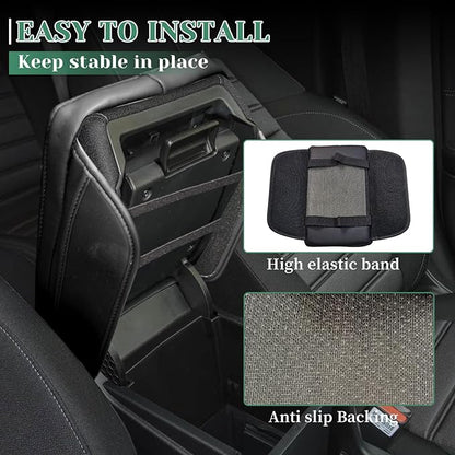 Center Console Armrest Cover Compatible with Toyota RAV4 2013-2018 Leather Middle Console Arm Rest Box Protector Cushion Padding with Side Pockets Anti-Scratch Black
