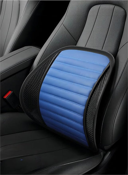 Premium Car Interior Back Support - Versatile Lumbar Cushion for Driver Seat with Breathable Fabric and Adjustable Strap. (2, Blue)