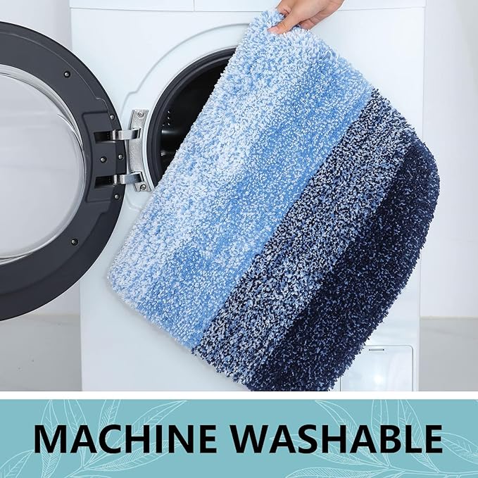 Arotive Microfiber Bathroom Rugs, Shaggy Soft and Absorbent Bath Rug, Non-Slip, Thick Plush Machine Washable Dry Bath Mats for Bathroom, Tub and Shower, 70x46, Blue, Rectangular