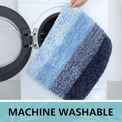 Arotive Microfiber Bathroom Rugs, Shaggy Soft and Absorbent Bath Rug, Non-Slip, Thick Plush Machine Washable Dry Bath Mats for Bathroom, Tub and Shower, 70x46, Blue, Rectangular