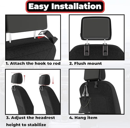 2Pcs Car Seat Headrest Hooks, Back Seat Purse Leather Hanger Holder Hook, Magnetic Storage Organizer for Purses Handbag Grocery Bags Coats