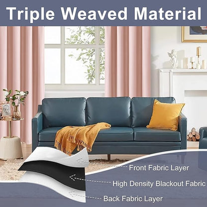 JIUZHEN Blush Pink Blackout Curtains