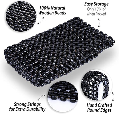 ZONETECH Black Wooden Beaded Comfort Seat Cover - Premium Quality Full Car Driver Massaging Cool Comfortable Cushion with High Ventilation