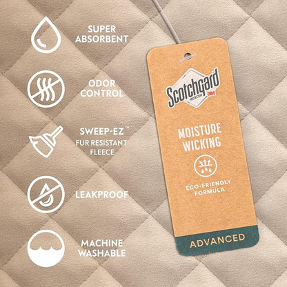 Paw Inspired Waterproof Fitted Cover for Dog Bed | Washable Bed Protector for Dog Mattress | Removable Replacement Cover for Large to XL Pet Bed (Beige, 44 x 35 x 6 Inch)