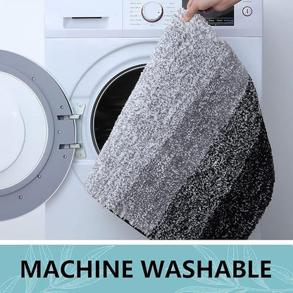 Arotive Microfiber Bathroom Rugs, Shaggy Soft and Absorbent Bath Rug, Non-Slip, Thick Plush Machine Washable Dry Bath Mats for Bathroom, Tub and Shower, 34x21, Black, Rectangular