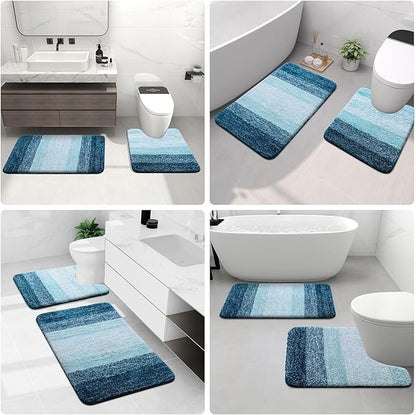 Arotive Microfiber Bathroom Rugs, Shaggy Soft and Absorbent Bath Rug, Non-Slip, Thick Plush Machine Washable Dry Bath Mats for Bathroom, Tub and Shower, 45x27, Peacock Blue, Rectangular