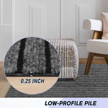 Custom Size Backed Non-Slip Area Rugs Runner, Easy Clean, Waterproof Runner Rugs for Hallway Entryway, Kitchen, Laundry, 4FT x 9FT, Gray Stripe