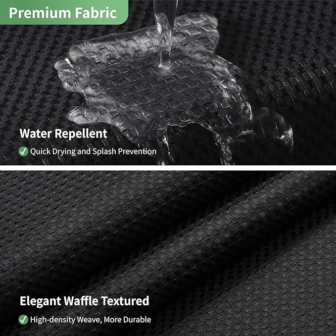 eachope Extra Long No Hook Shower Curtain with Snap-in Fabric Liner Set,Black Waffle Weave Shower Curtains for Bathroom,Hotel Luxury Decor Bathroom Curtain Set,Waterproof & Washable,71Wx86H