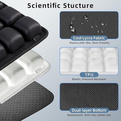 Inflatable Travel Seat Cushion, Built-in Air Pump Car Airplane Chair Cushion for Long Flight Driving Sitting, Office Chair Wheelchair, Pressure Sore Relief, for Sciatica,Coccyx & Buttock Bed Sore SC01