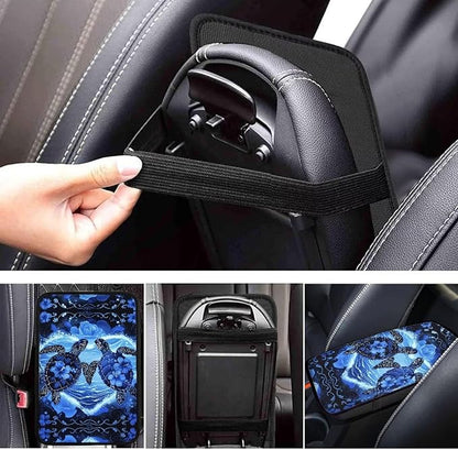 Flower Sea Turtle Car Armrest Pad Soft Automotive Center Console Arm Rest Protector Cover Universal Car Interior Accessories Decor