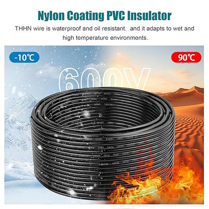 THHN Wire 10 Gauge 100 FT OFC Electrical Wire, 10 AWG Solid Copper Wire Rated