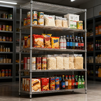 5 Tiers Shelf 1750 lbs Steel Storage Shelving Utility Shelving Unit Steel Organizer Wire Rack for Home,Kitchen,Office,Garage Chrome 17.7" D x 47.2" W x 72.4" H