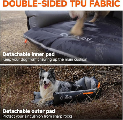 outask Inflatable Outdoor Dog Bed Waterproof,Portable Camping Cot for Large Dogs,Cooling Pet Bed with TPU Fabric Chew Proof Crate Bed Washable (Large)