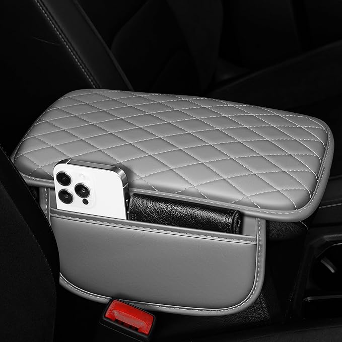Center Console Cover Fit for TLX: Scratch and Wear Resistant Console Cover Leather with 2 Storage Bags -Upgraded Armrest Coverfor Car,Anti-Scratch Auto Armrest Pad Accessory （Black