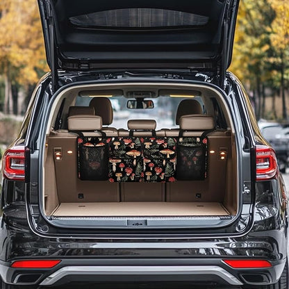 Mushroom Back Trunk Seat Organizer for SUV, Sedan, Van, Oxford Cloth, Equipped with Robust Elastic Net, Hanging Car Storage Organizer with Lids, Easy to Clean & Install In All Vehicles