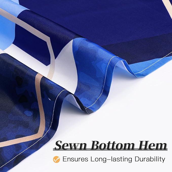 Litabel Modern Extra Long Shower Curtain for Bathroom, Royal Blue Geometric Art Decor Waterproof Bath Curtain, Abstract Fabric Shower Curtain Sets for Home Decor, 72x84 Inch
