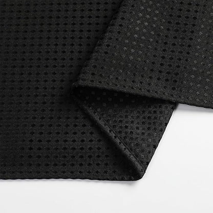 meioro Black Shower Curtain, Waffle Weave 256GSM Heavy Duty Textured Fabric Shower Curtains for Bathroom Hotel Spa, Luxury Weighted Polyester Cloth Bath Curtain Set with 12 Hooks, 60Wx72H