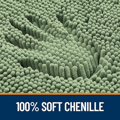 OLANLY Toilet Rugs U-Shaped 24x24, Extra Soft Absorbent Chenille Contour Bathroom Rugs for Toilet, Dry Quickly, Machine Washable, Non-Slip Bath Mat, Sage Green