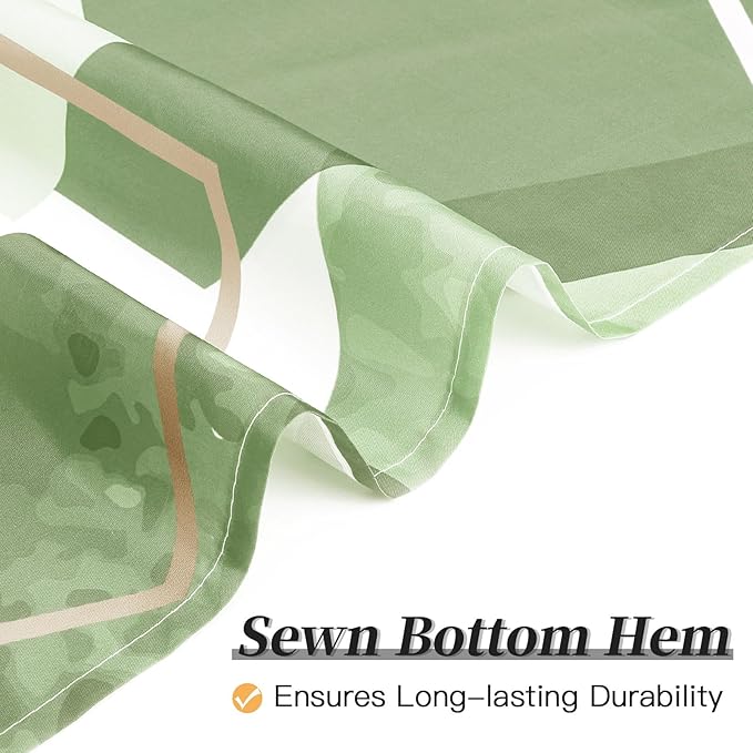 Litabel Modern Long Shower Curtain for Bathroom, Sage Green Geometric Art Decor Waterproof Bath Curtain, Abstract Fabric Shower Curtain Sets for Home Decor, 72x78 Inch