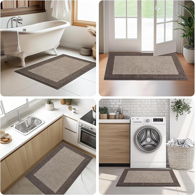 DOMUSTEX Machine Washable Kitchen Rug 24" x 36", Non Slip Kitchen Mat for Floor, Absorbent Entrance Throw Rug for Bedroom, Hallway, Bathroom, Door