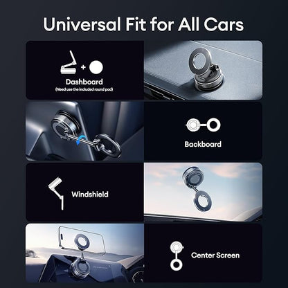 Magnetic Car Phone Holder, 360° Vacuum Magnetic Phone Holder for Car, MagSafe Car Mount with 80LBS Ultra Strong Suction& 2800gf Magnetic, Compatible with All Smartphones & All Car Models
