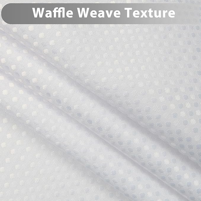 GICDSU No Hook Shower Curtain with Snap in Liner, Waffle Shower Curtain Set for Bathroom, Hotel Style with Semi-Sheer Top Window, Waterproof & Washable, White, 59" W x 75" L